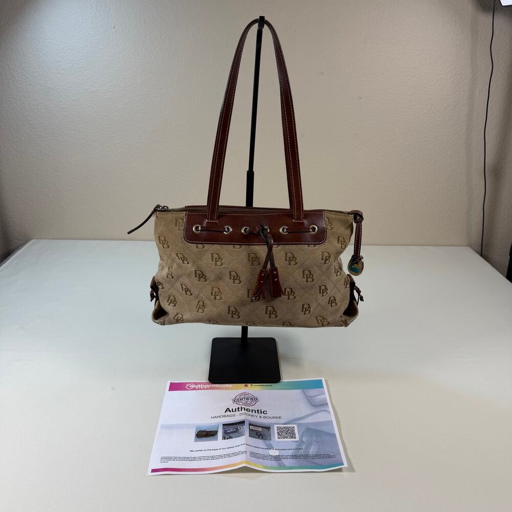 vintage Dooney & Bourke Signature DB Logo Handbag Tassel Tote with COA